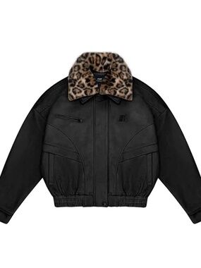 FDR Barn Jacket with Detachable leopard Collar size Large